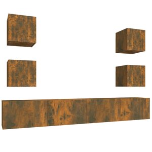 vidaXL Ensemble de meubles TV 6 Pièces Chêne fumé Bois d'ingénierie