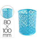 Pot a crayons q-connect motif metallique hauteur 100 mm     diametre 80mm coloris         turquoise