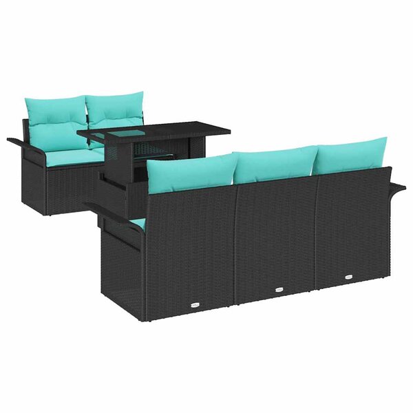 vidaXL Ensemble de canapé de jardin 6 Pièces Noir Poly Rattan