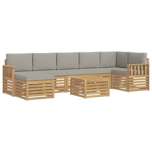 vidaXL Ensemble de canapés d'extérieur 7 pc Blanc et gris clair