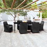 vidaXL Ensemble à manger de jardin avec coussins 7 Pièces Noir
