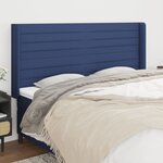 vidaXL Tête de lit avec oreilles Bleu 163x16x118/128 cm Tissu