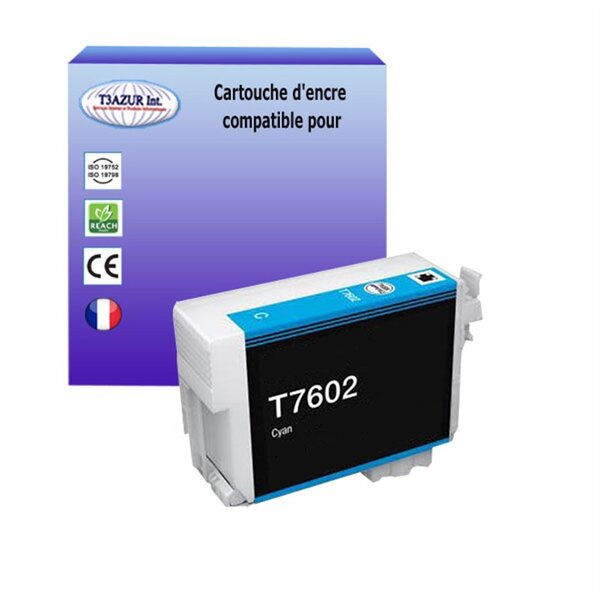 Cartouche Compatible pour Epson T7602 (C13T76024010) Cyan- T3AZUR