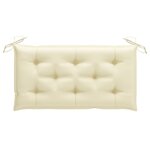 vidaXL Banc de jardin avec coussin blanc crème 112 cm Bois de teck