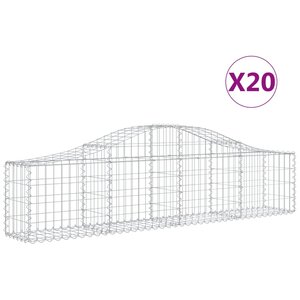 vidaXL Paniers à gabions arqués 20 Pièces 200x30x40/60 cm Fer galvanisé