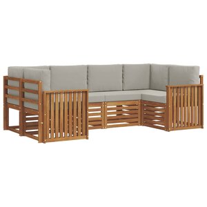 vidaXL Ensemble de canapés d'extérieur 6 pc Gris Naturel et Clair
