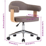 vidaXL Chaise pivotante de bureau Taupe Bois courbé et tissu