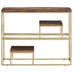 vidaXL Table console doré acier inoxydable et bois de mélèze massif