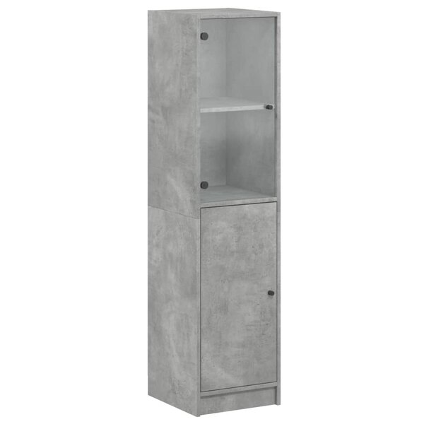 vidaXL Buffet avec porte en verre gris béton 35x37x142 cm