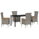 vidaXL Ensemble de Salle à Manger de Jardin 5 Pièces avec Coussins Rattan Poly Gris