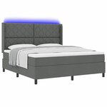 vidaXL Lit à ressorts avec matelas Gris foncé 180 x 200 cm tissu