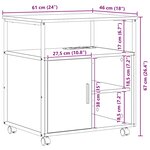 vidaXL Cabinet de Bureau avec roue Chêne marron 60 x 46 x 67 cm