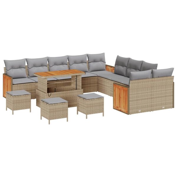 vidaXL Ensemble de canapé de jardin 14 Pièces Beige  gris clair