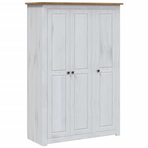 vidaXL Garde-robe 3 portes Blanc 118x50x171 5cm Pin Assortiment Panama