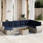 vidaXL Salon de jardin 7 Pièces avec coussins gris résine tressée