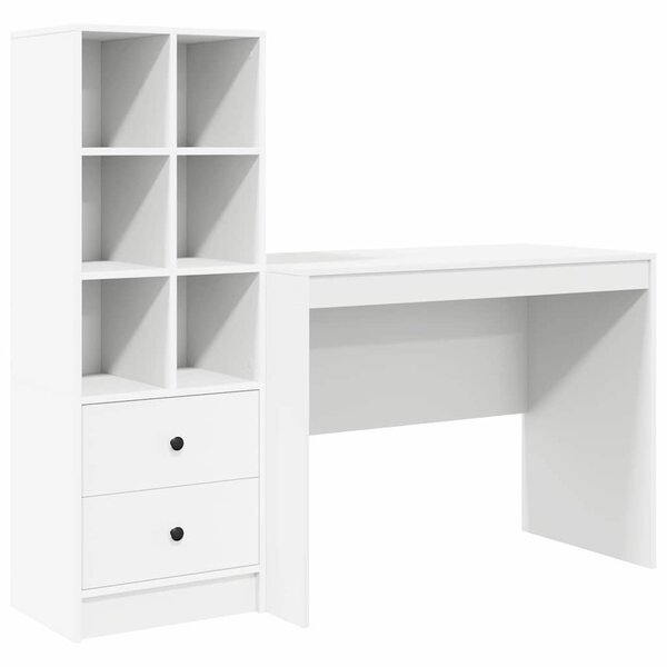 vidaXL Bureau avec rangement avec tiroir 2 Pièces Blanc Bois d'ingénierie