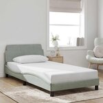 vidaXL Cadre de lit Dover gris clair 100x190 cm velours