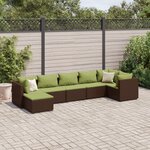 vidaXL Salon de jardin avec coussins 7 Pièces marron résine tressée
