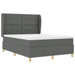 Lit à ressort vidaXL avec matelas gris foncé 160x200 cm en tissu