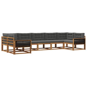 vidaXL Ensemble de canapés d'extérieur 7 pc Naturel et Anthracite