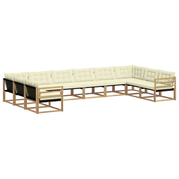vidaXL Ensemble de canapés d'extérieur 10 pc Blanc et crème