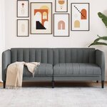vidaXL Canapé à 2 places gris foncé tissu