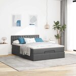 vidaXL Lit ottoman avec matelas et LED gris foncé 140x190 cm tissu