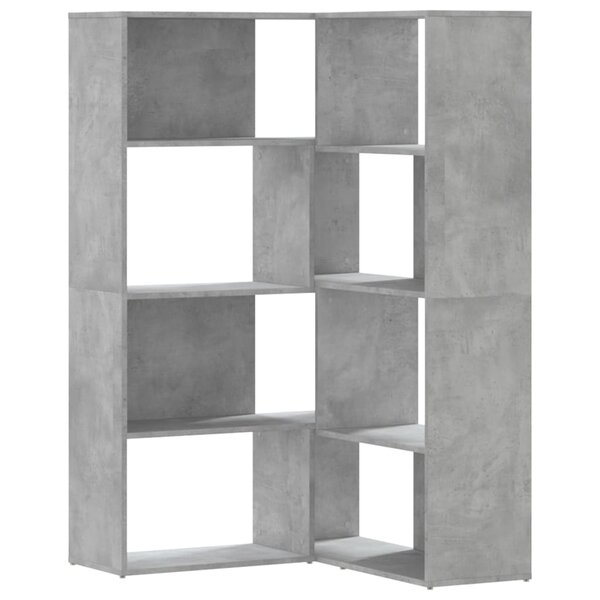 vidaXL Bibliothèque d'angle à 4 niveaux gris béton bois d'ingénierie