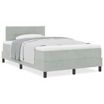 Lit box spring vidaXL avec matelas en velours gris clair petit double