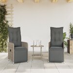 vidaXL Chaises inclinables de jardin lot de 2 et table résine tressée