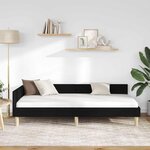 vidaXL Cadre de lit d'angle avec tête de lit Noir 90 x 190 cm tissu