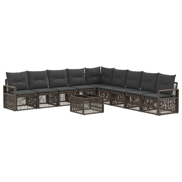 vidaXL Ensemble de canapé de jardin 10 Pièces Gris polyrotin