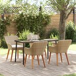 vidaXL Ensemble de salle à manger jardin 5 pièces en rattan poly beige