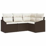 vidaXL Ensemble de canapé de jardin 4 Pièces Marron Poly rotin