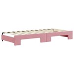vidaXL Lit de jour avec gigogne et tiroirs rose 80x200 cm velours