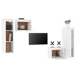 vidaXL Meubles TV 4 Pièces Blanc Bois massif de pin