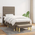 vidaXL Sommier à lattes de lit avec matelas Taupe 90x190 cm Tissu