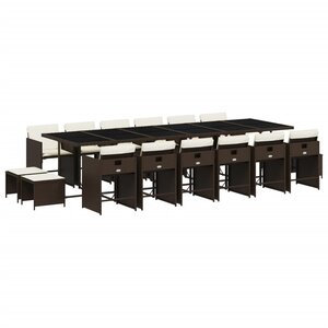 vidaXL Ensemble à manger de jardin et coussins 17 Pièces marron rotin