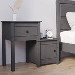 vidaXL Table de chevet Gris 79 5x38x65 5 cm Bois de pin massif