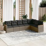 vidaXL Salon de jardin avec coussins 7 Pièces gris résine tressée