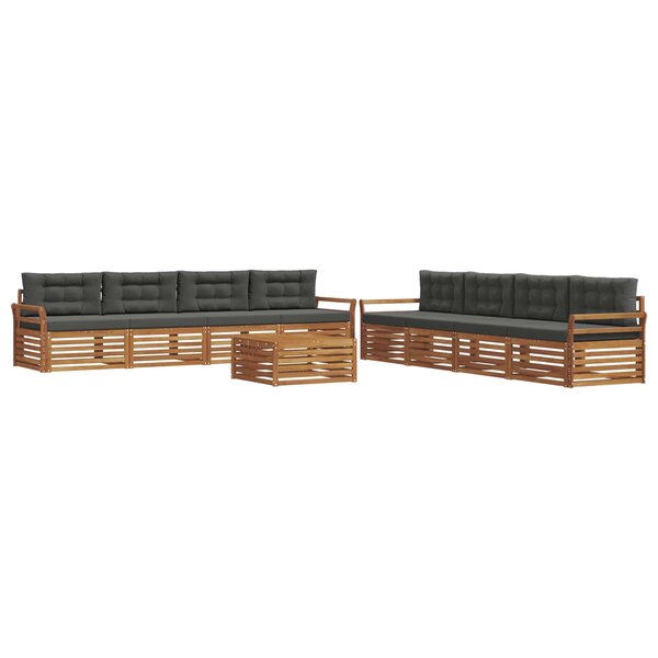 vidaXL Ensemble de canapés d'extérieur 9 pc Naturel et Anthracite