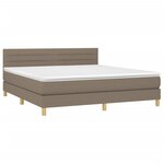 vidaXL Sommier à lattes de lit avec matelas LED Taupe 160x200 cm Tissu