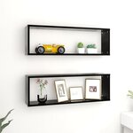 vidaXL Étagères cube murales 2Pièces Noir 80x15x26 5cm bois d'ingénierie