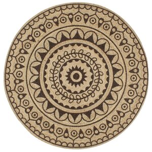 vidaXL Tapis fait à la main Jute avec imprimé marron foncé 150 cm