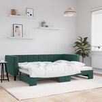 vidaXL Lit de jour avec gigogne sans matelas vert foncé 80x200 cm