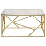 vidaXL Table basse doré acier inoxydable et verre trempé