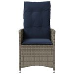 vidaXL Lot de 2 chaises de jardin inclinables avec coussins en résine tressée grise