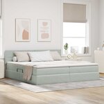 vidaXL Lit de Rangement avec matelas Gris clair 200 x 200 cm Velours