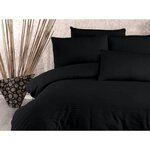 Parure de lit - housse de couette 220 x 240 + 2 taies d'oreiller 60 x 60 80 coton- Noir
