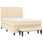 vidaXL Sommier à lattes de lit avec matelas Crème 140x190 cm Tissu